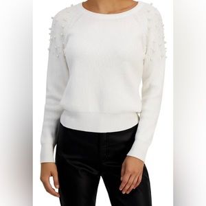 NWT-INC International Concepts woman’s Faux-Pearl Embellished White Sweater-Med